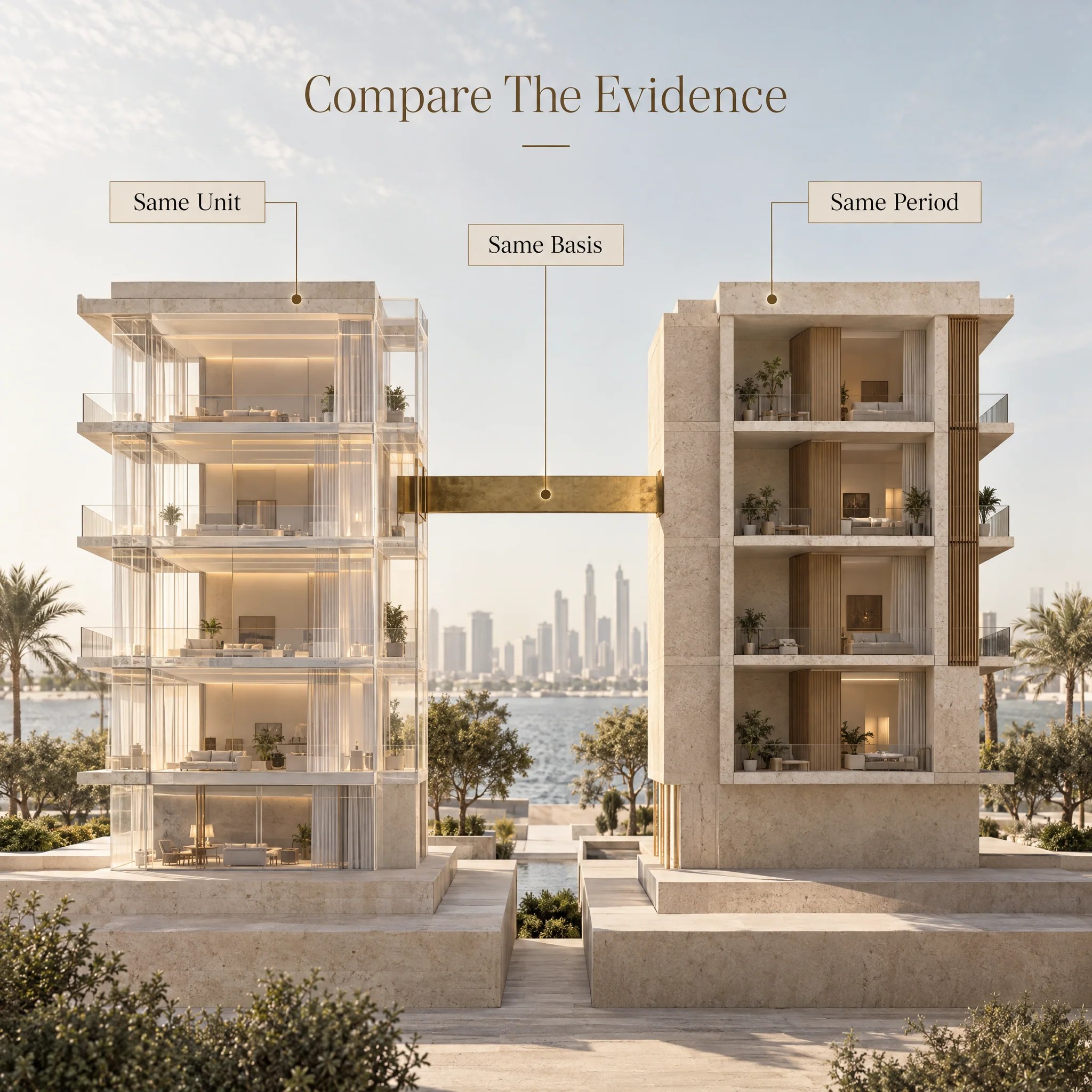 Dubai launch prices versus area evidence: a verification method