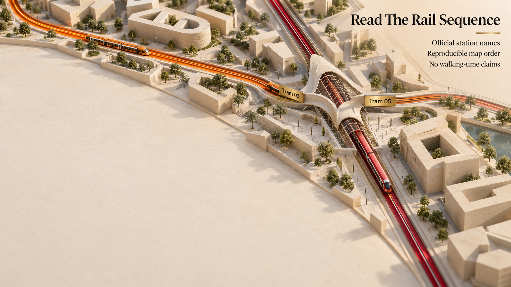 Dubai Marina rail sequence: 11 tram stations and 2 Metro links (2026)