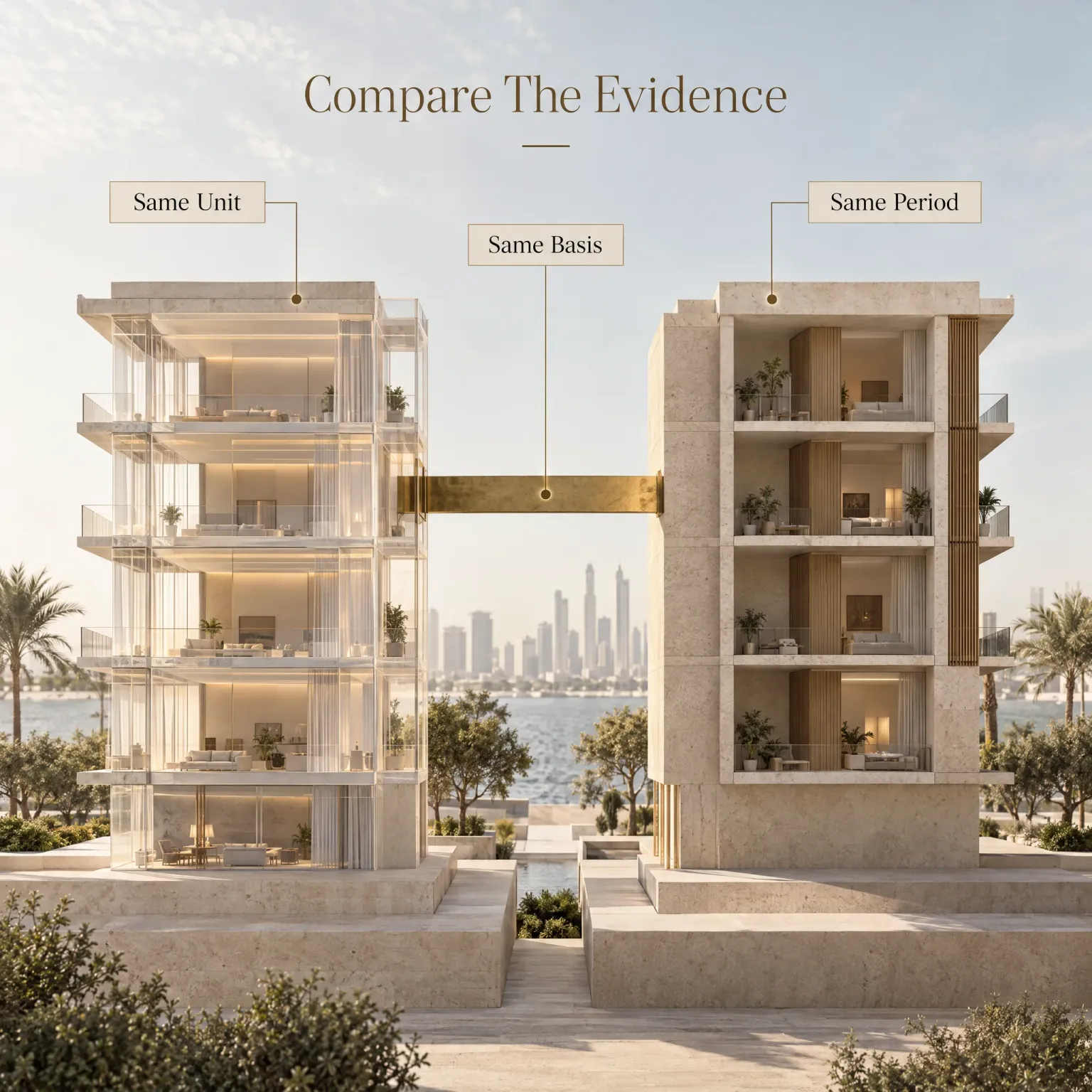 Dubai launch prices versus area evidence: a verification method