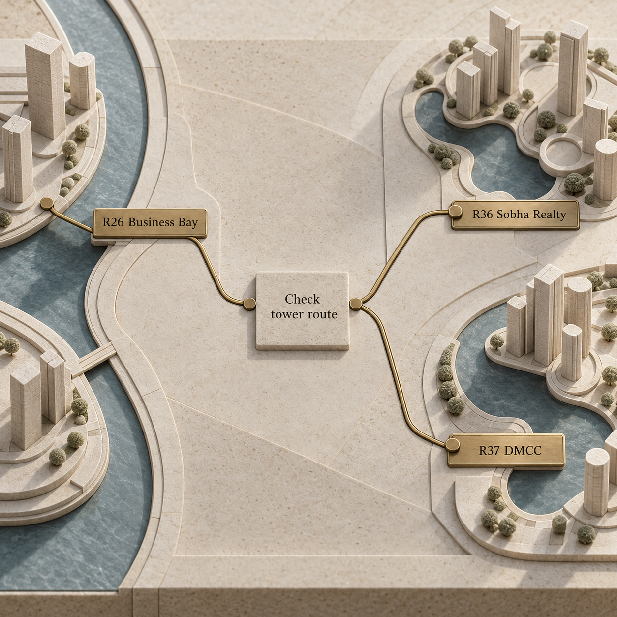Conceptual station and tower route model for Business Bay and JLT