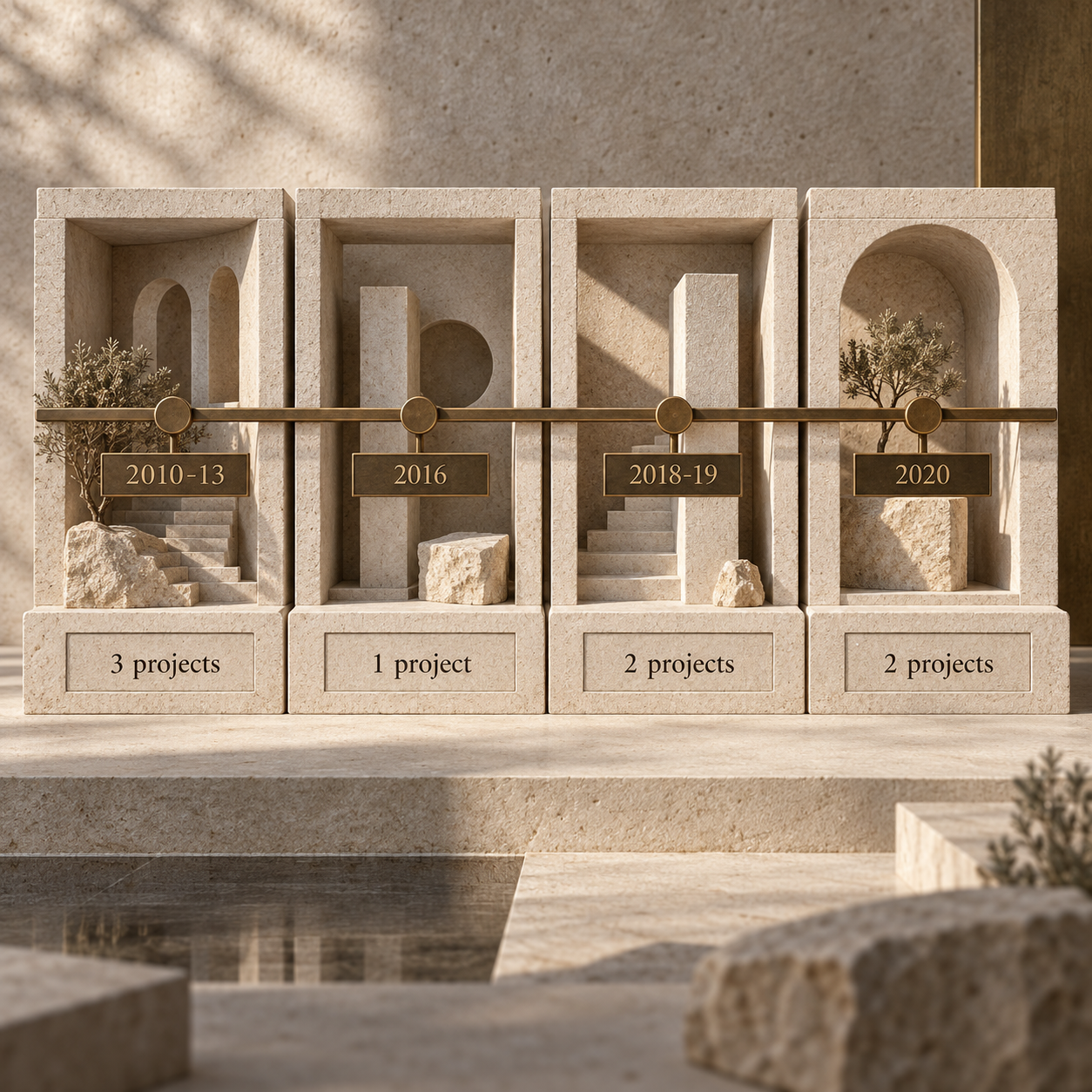 Four completion-date bands for eight Dubai Marina DLD project records