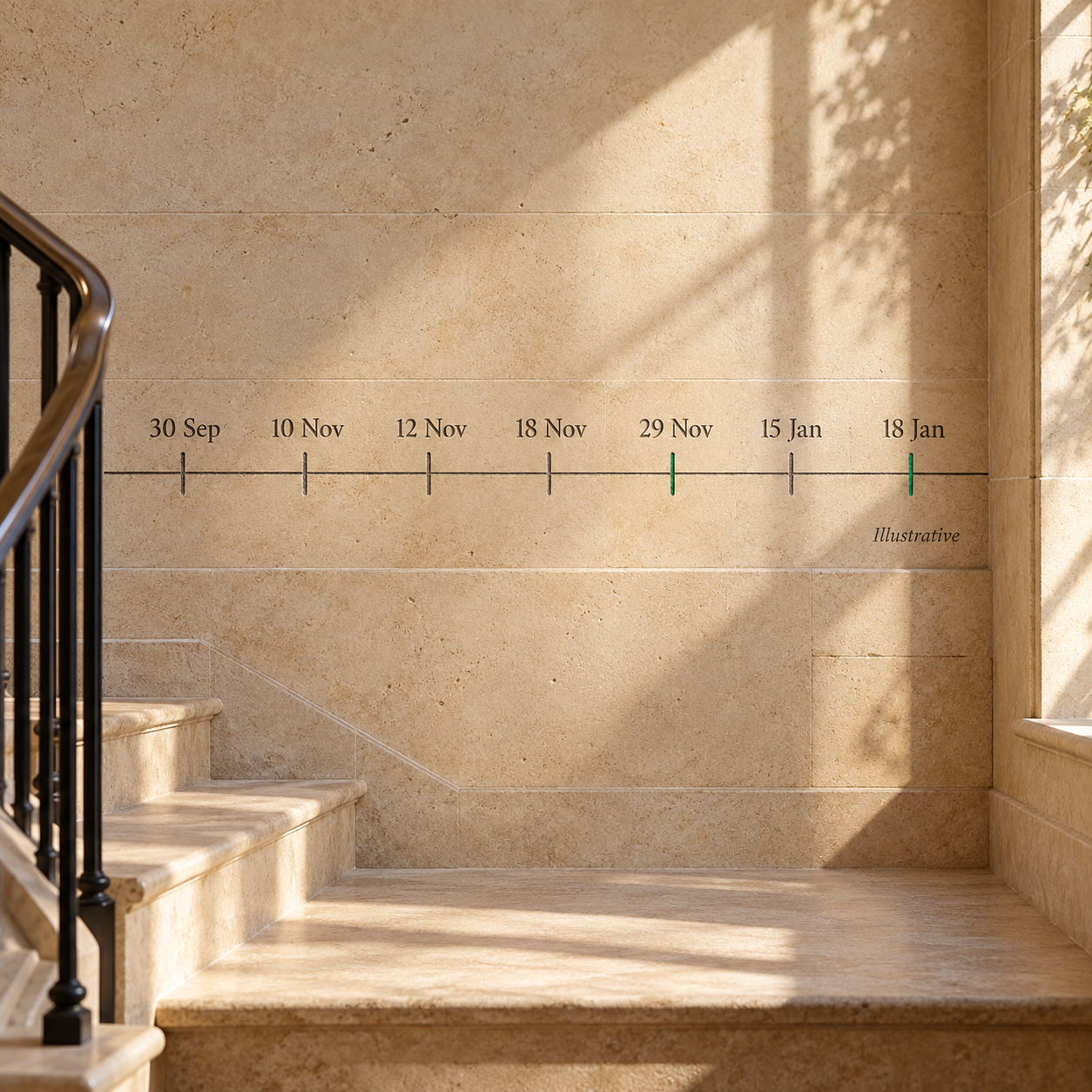 Illustrative dated timeline separating AIP and Agreement markers