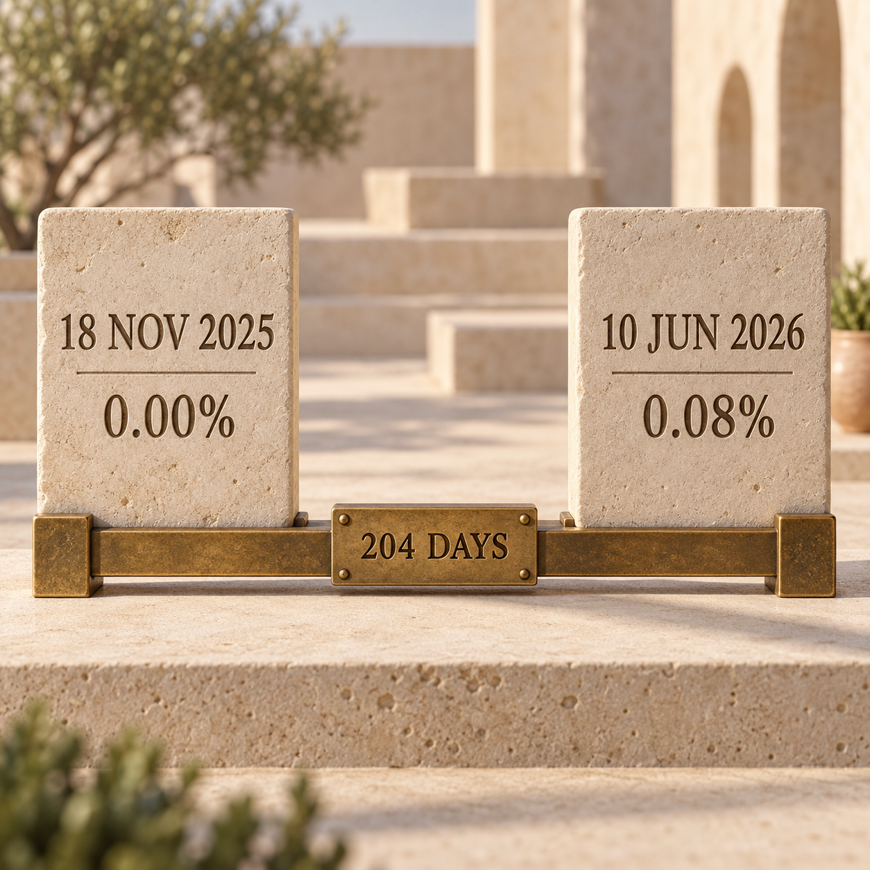 Two dated DLD inspection readings of zero and 0.08 percent separated by 204 days