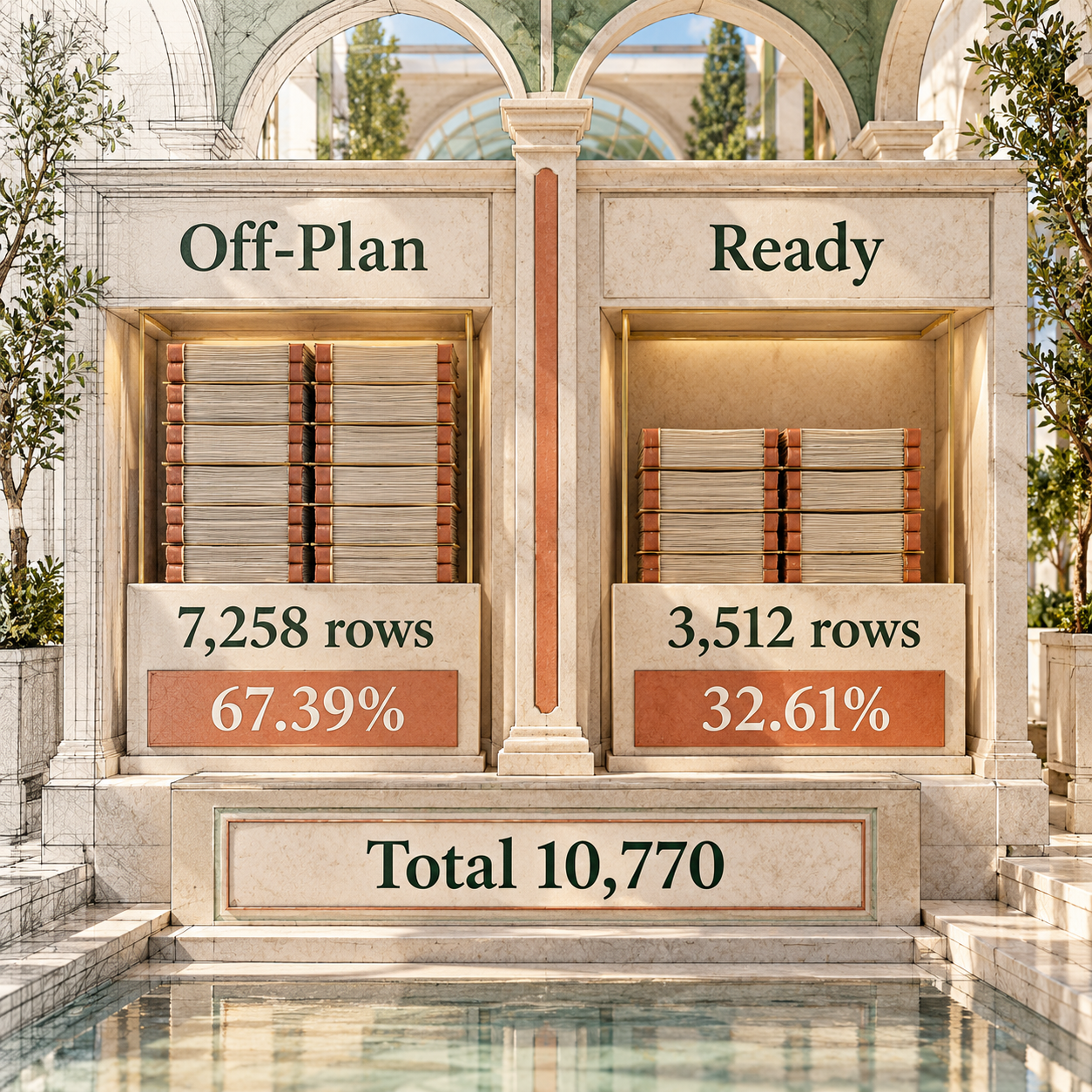 Off-Plan and Ready row counts and count shares in the DLD 30 September 2026 capture
