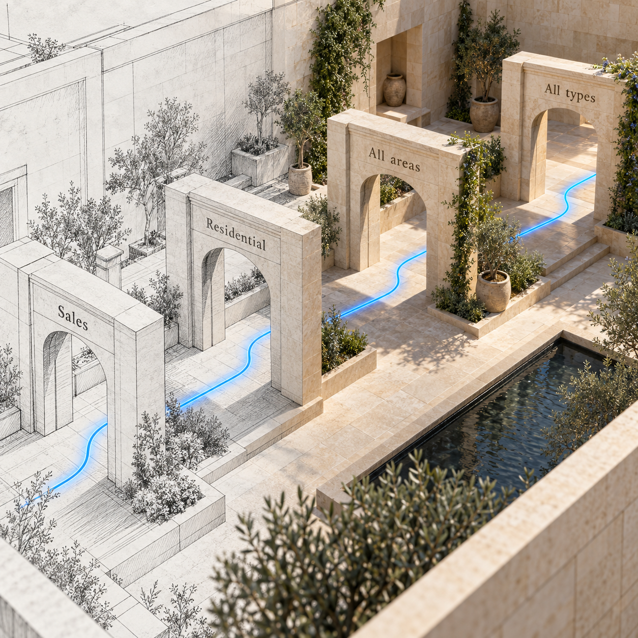 DLD query path from Sales and Residential to all areas and property types