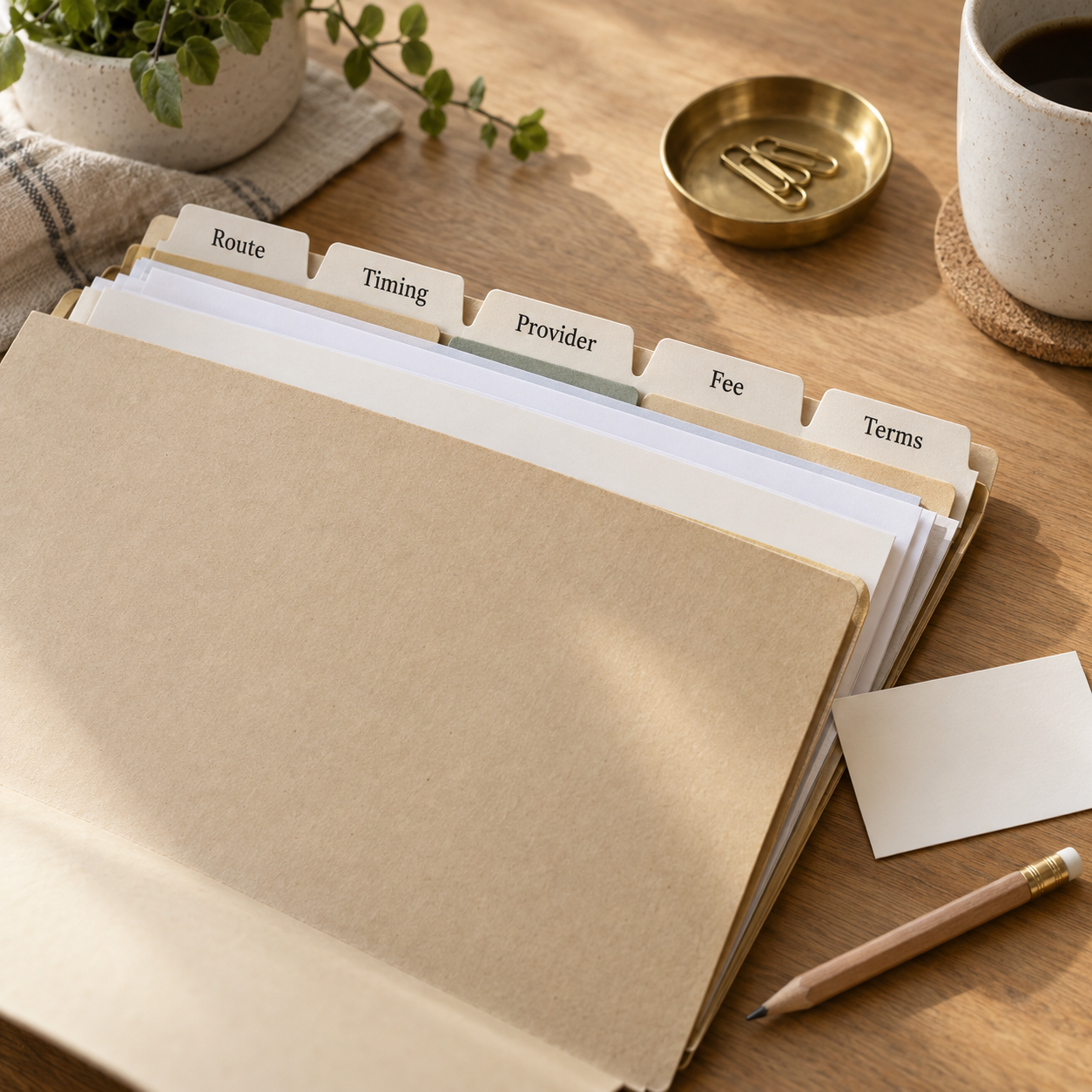 Parent school-bus evidence folder with route timing provider fee and terms sections