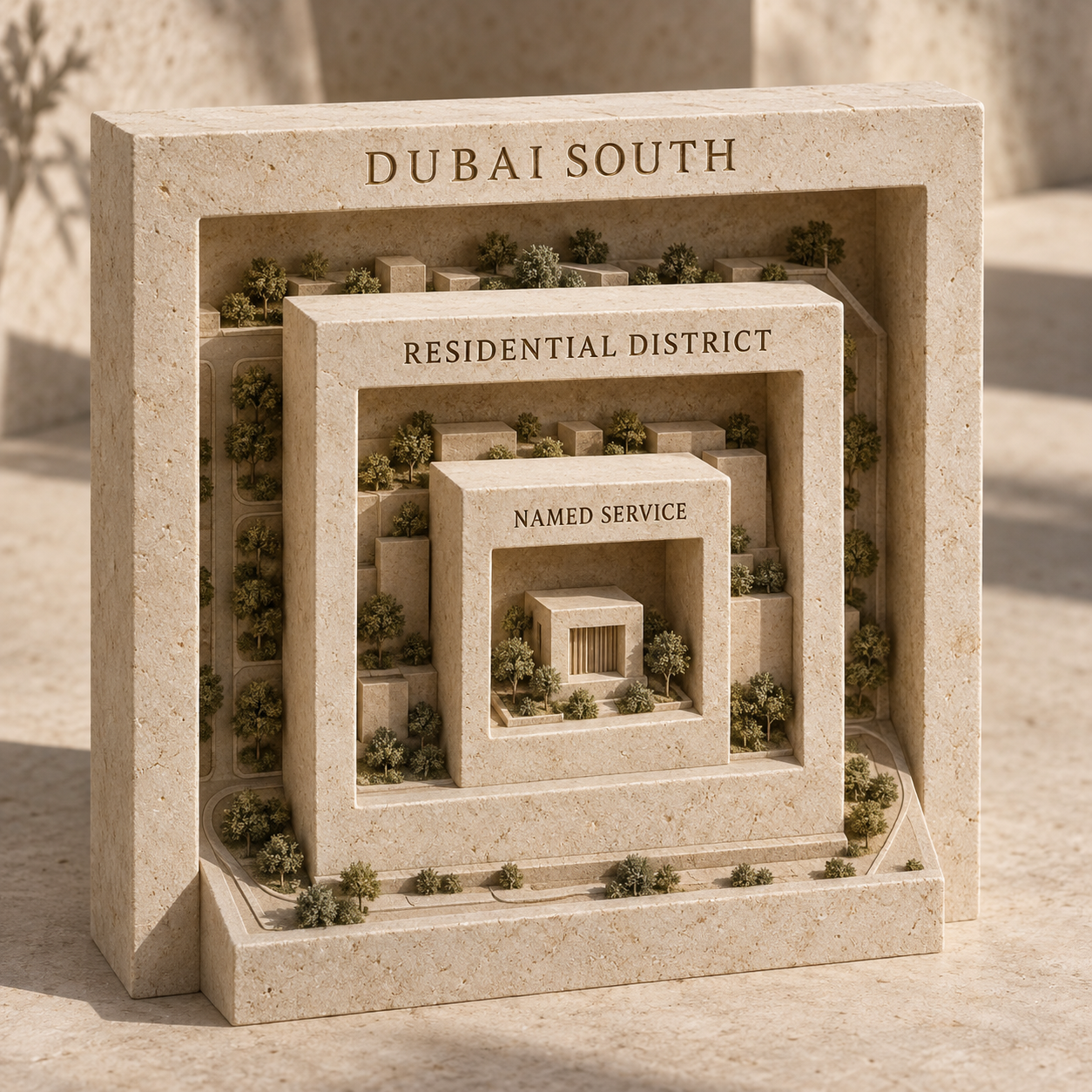 Three nested geographic scopes for Dubai South service claims