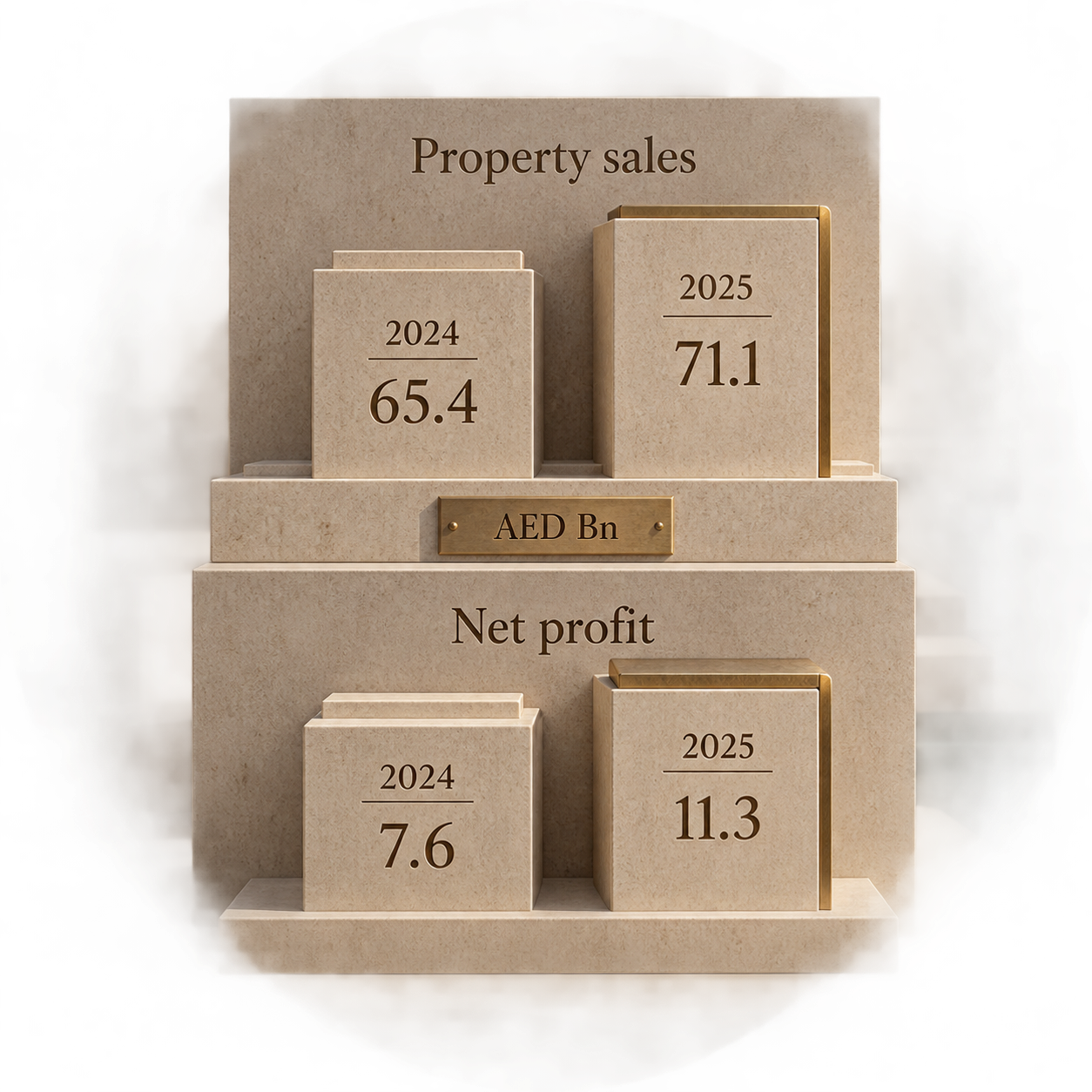 Compared 2024 and 2025 Emaar Development property sales and net profit figures