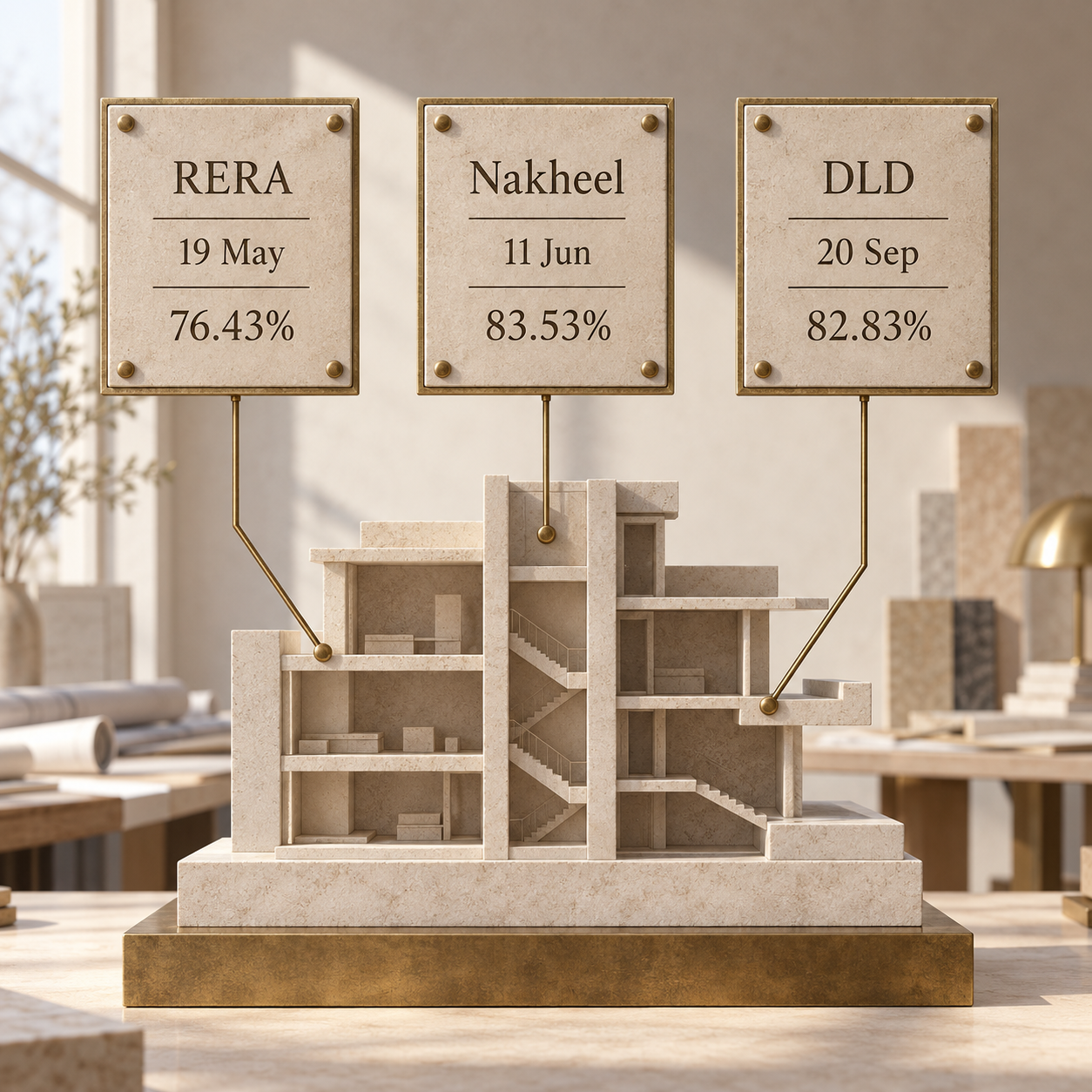 Three dated Palm Beach Towers progress snapshots kept separate
