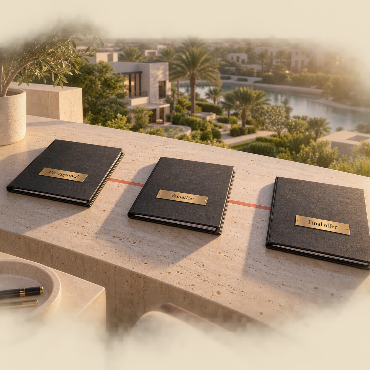 Three-stage non-resident mortgage file from pre-approval through valuation to final offer