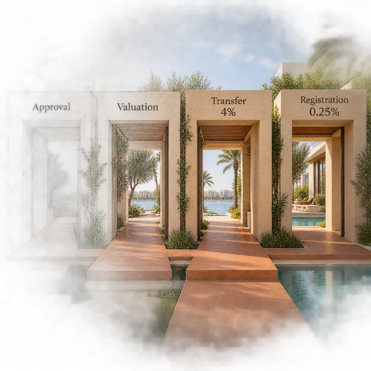 Four-stage Dubai mortgage cash path from approval to registration