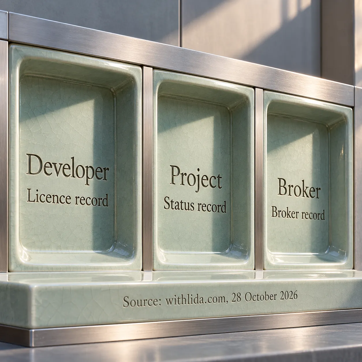 Separate developer licence, project status and individual broker record categories