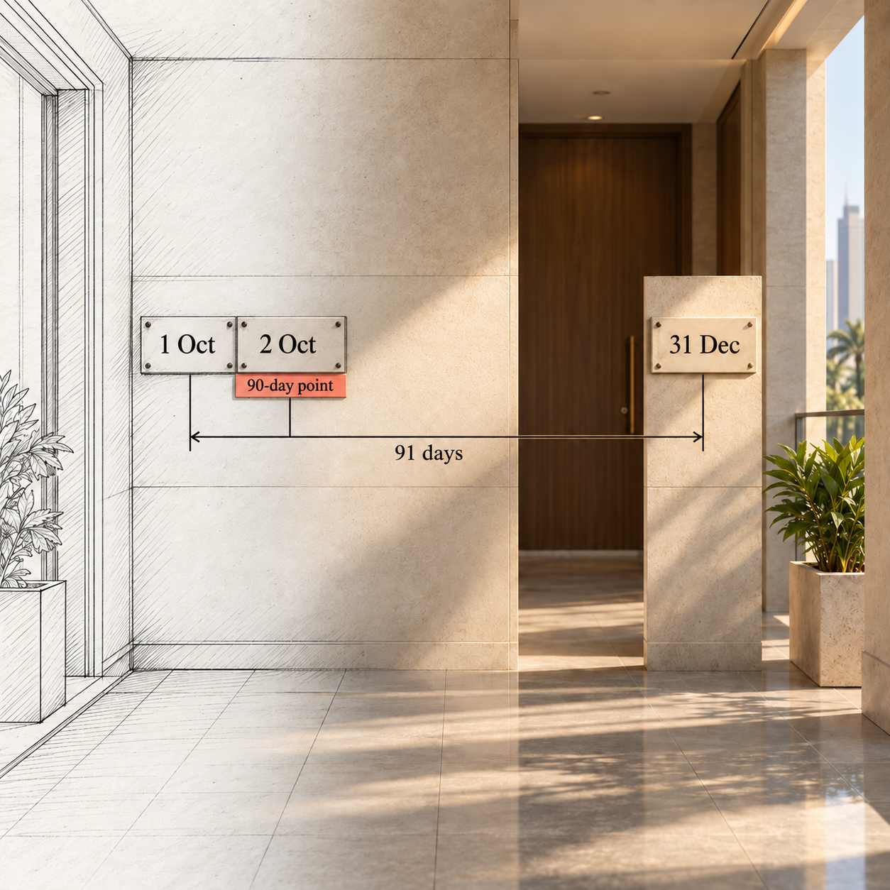 Ninety-day notice timeline for a 31 December 2026 Dubai tenancy expiry